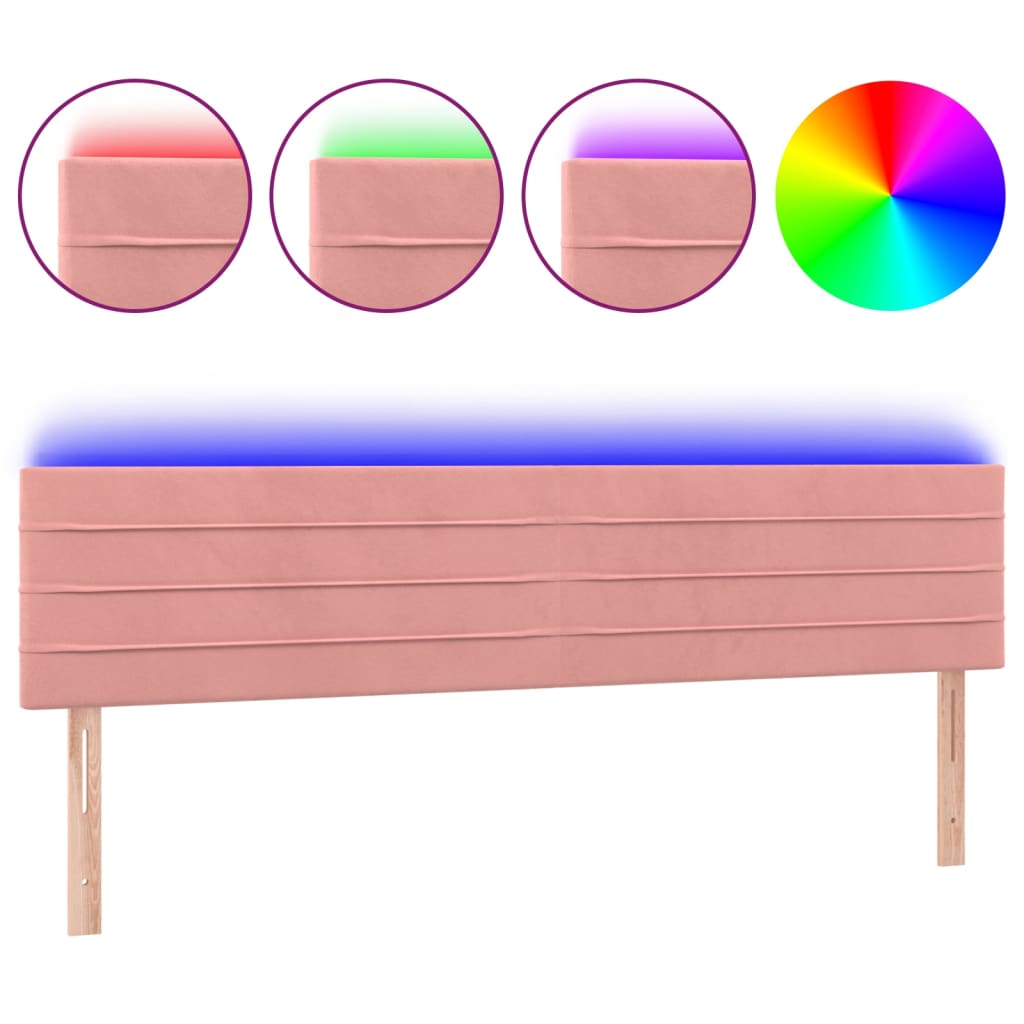 Hoofdbord LED 160x5x78/88 cm fluweel roze is nu te koop bij PeponiXL, paradijselijk wonen!
