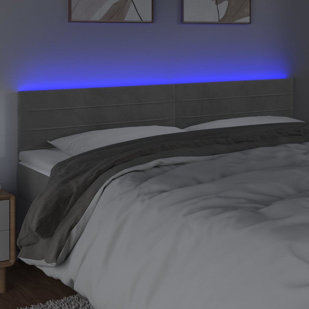 Hoofdbord LED 180x5x78/88 cm fluweel lichtgrijs is nu te koop bij PeponiXL, paradijselijk wonen!