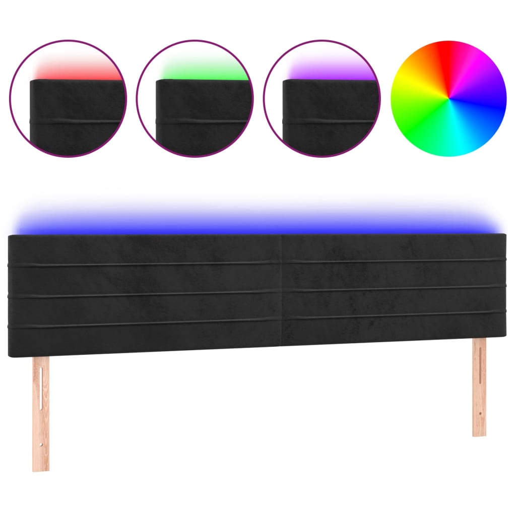 Hoofdbord LED 180x5x78/88 cm fluweel zwart is nu te koop bij PeponiXL, paradijselijk wonen!