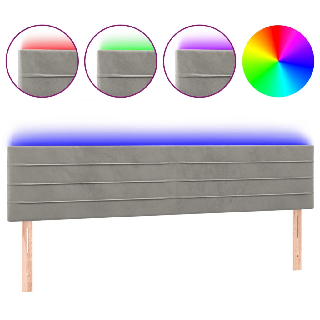 Hoofdbord LED 200x5x78/88 cm fluweel lichtgrijs is nu te koop bij PeponiXL, paradijselijk wonen!