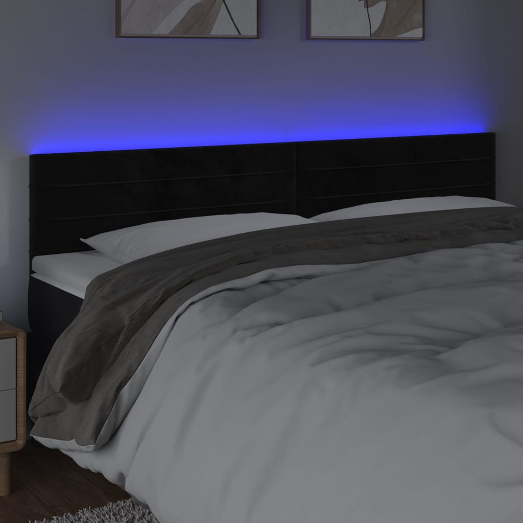 Hoofdbord LED 200x5x78/88 cm fluweel zwart is nu te koop bij PeponiXL, paradijselijk wonen!