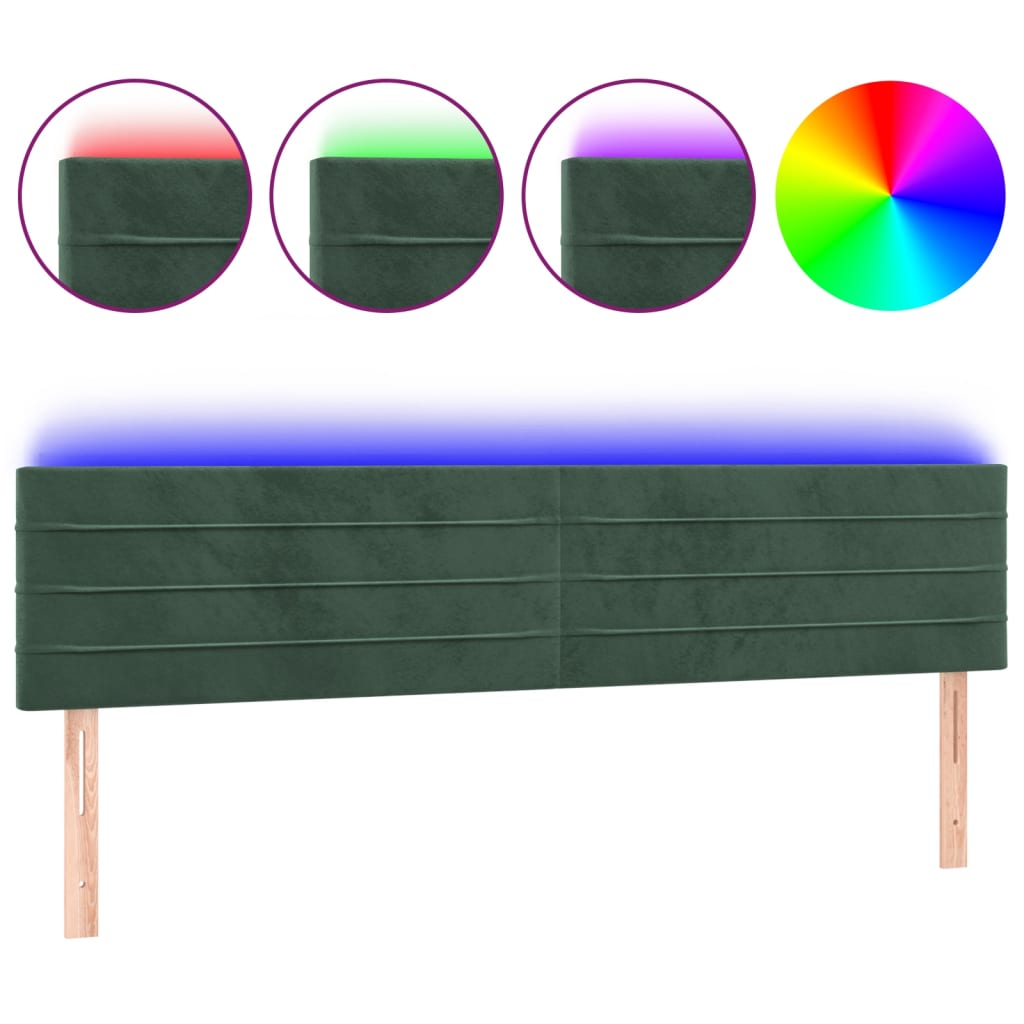 Hoofdbord LED 200x5x78/88 cm fluweel donkergroen is nu te koop bij PeponiXL, paradijselijk wonen!