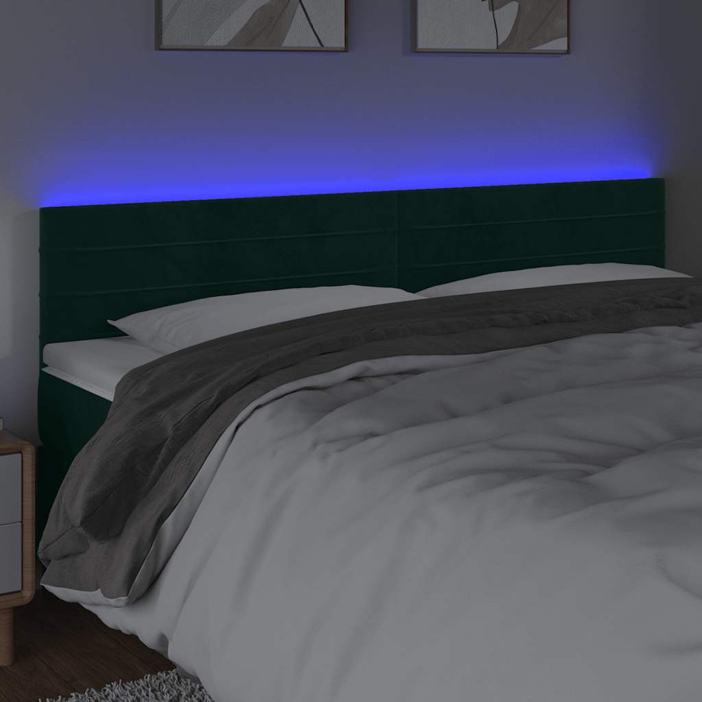 Hoofdbord LED 200x5x78/88 cm fluweel donkergroen is nu te koop bij PeponiXL, paradijselijk wonen!