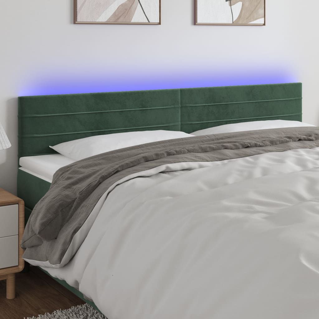 Hoofdbord LED 200x5x78/88 cm fluweel donkergroen is nu te koop bij PeponiXL, paradijselijk wonen!