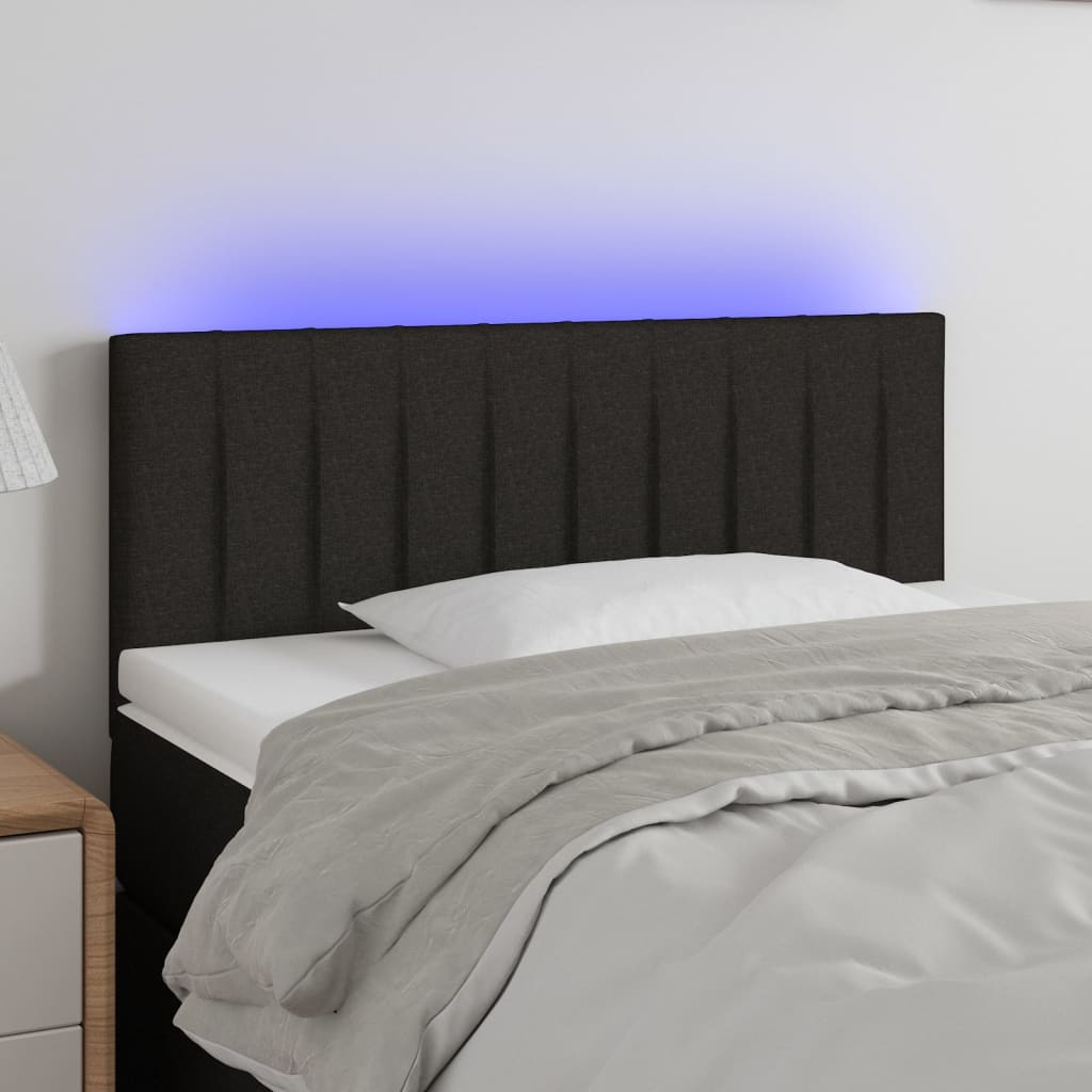 Hoofdbord LED 90x5x78/88 cm stof zwart is nu te koop bij PeponiXL, paradijselijk wonen!