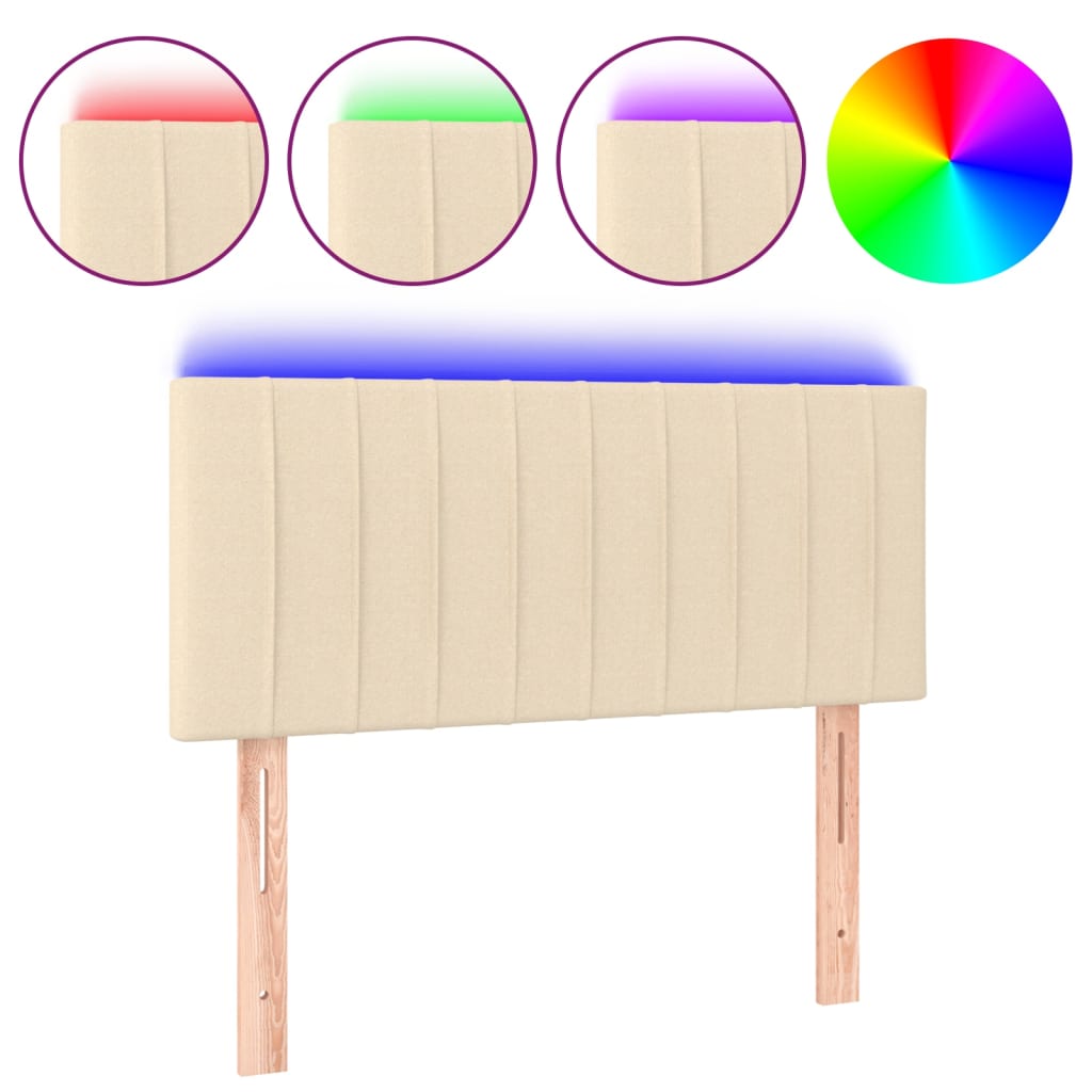 Hoofdbord LED 90x5x78/88 cm stof crèmekleurig is nu te koop bij PeponiXL, paradijselijk wonen!