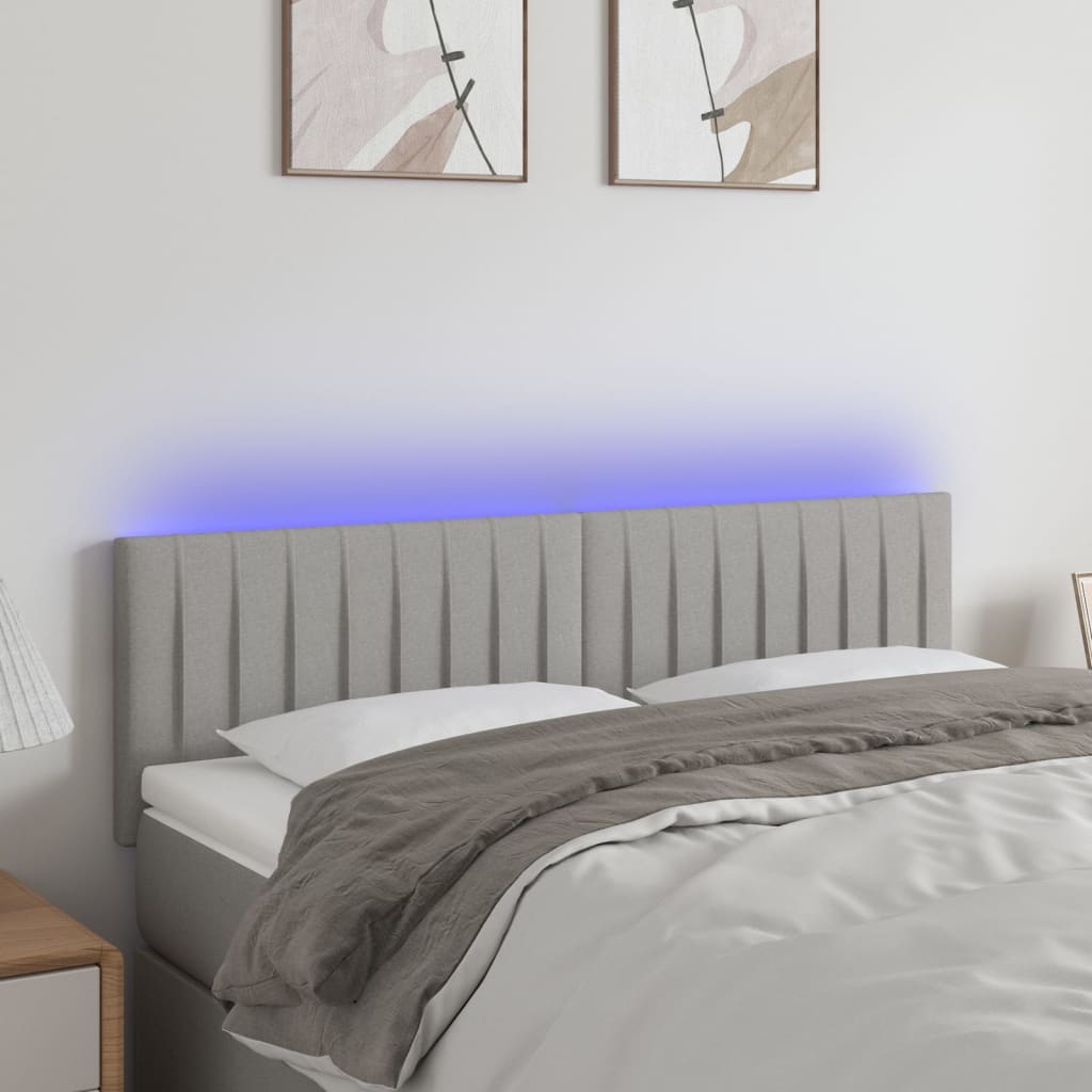 Hoofdbord LED 144x5x78/88 cm stof lichtgrijs is nu te koop bij PeponiXL, paradijselijk wonen!