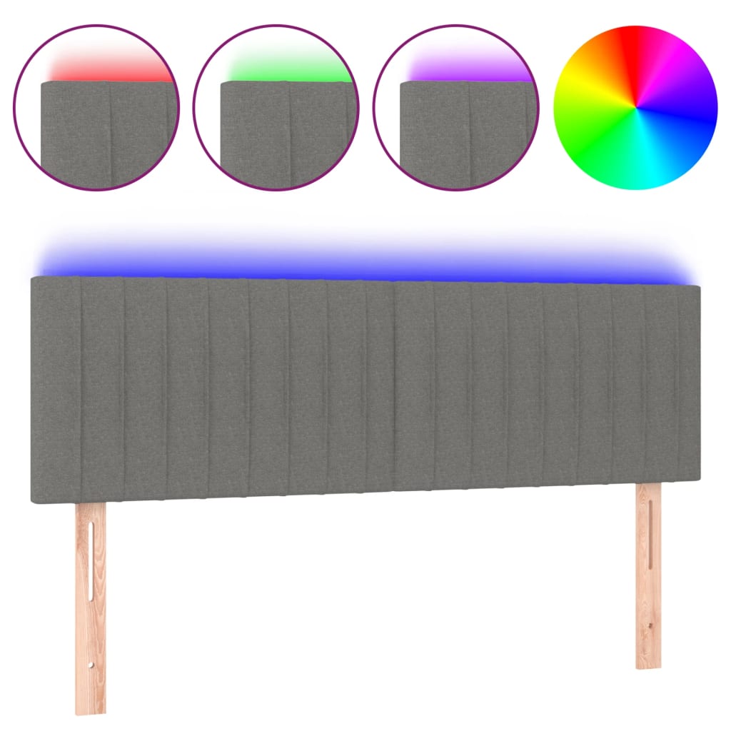Hoofdbord LED 144x5x78/88 cm stof donkergrijs is nu te koop bij PeponiXL, paradijselijk wonen!
