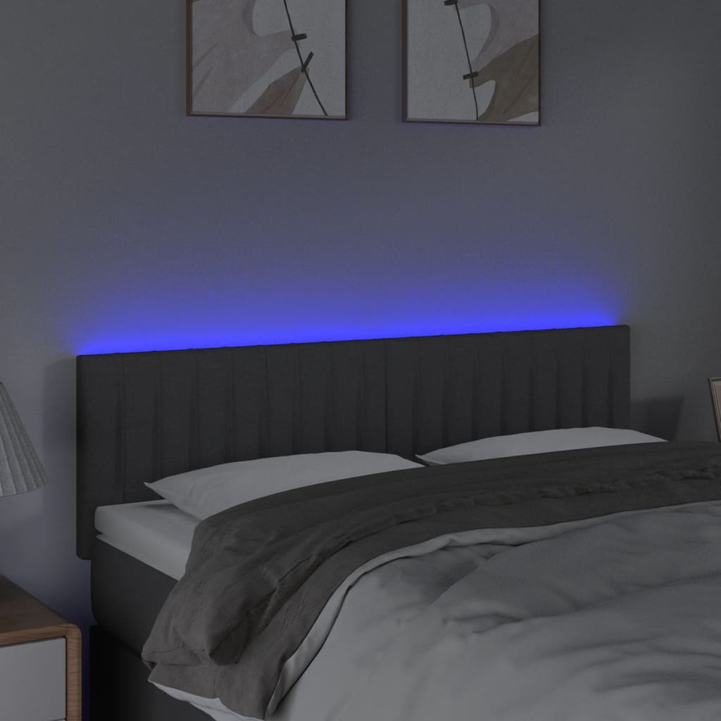Hoofdbord LED 144x5x78/88 cm stof donkergrijs is nu te koop bij PeponiXL, paradijselijk wonen!
