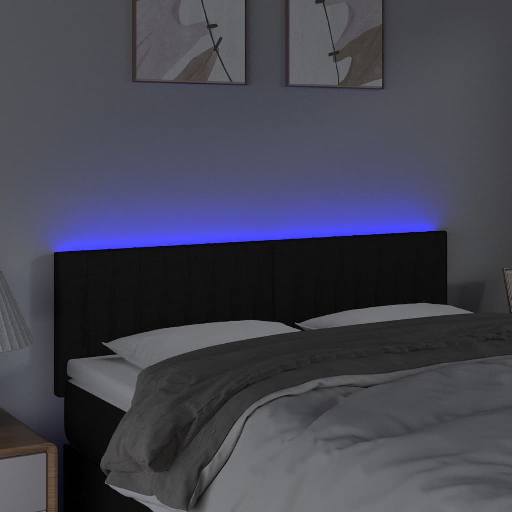 Hoofdbord LED 144x5x78/88 cm stof zwart is nu te koop bij PeponiXL, paradijselijk wonen!