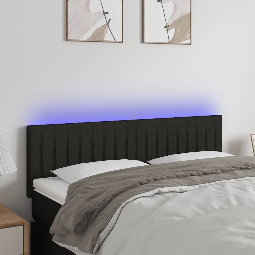 Hoofdbord LED 144x5x78/88 cm stof zwart is nu te koop bij PeponiXL, paradijselijk wonen!