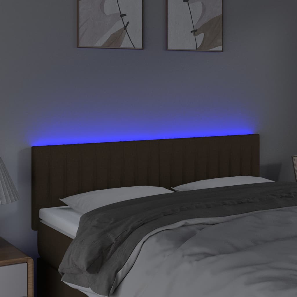 Hoofdbord LED 144x5x78/88 cm stof donkerbruin is nu te koop bij PeponiXL, paradijselijk wonen!