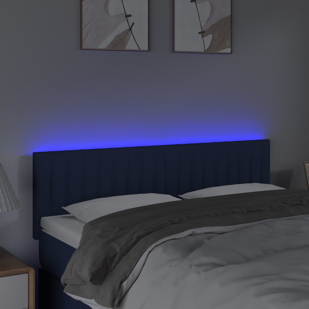 Hoofdbord LED 144x5x78/88 cm stof blauw is nu te koop bij PeponiXL, paradijselijk wonen!