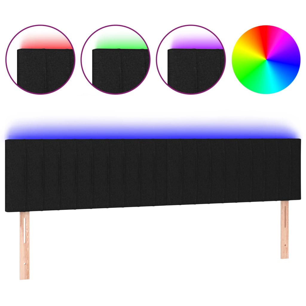 Hoofdbord LED 160x5x78/88 cm stof zwart is nu te koop bij PeponiXL, paradijselijk wonen!