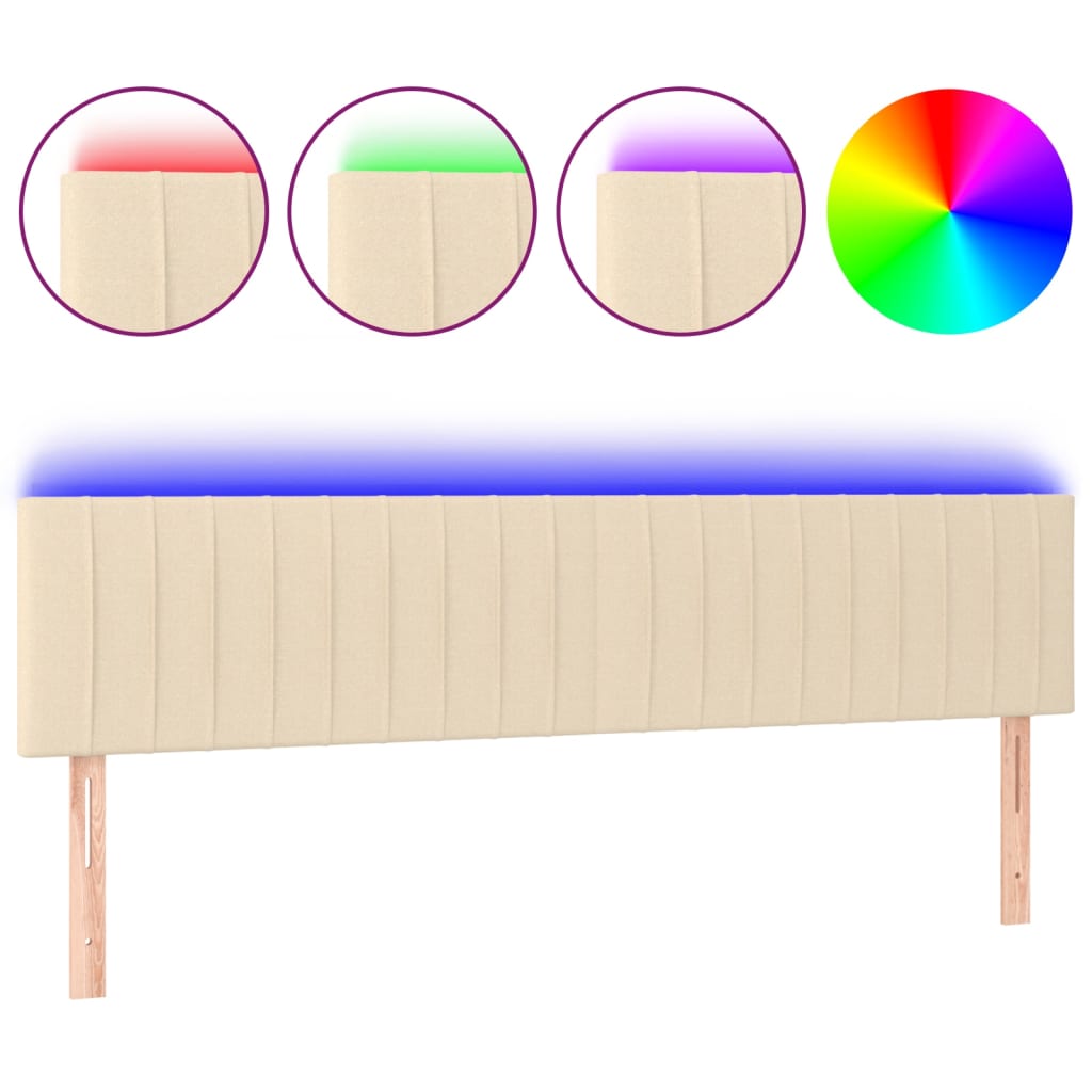 Hoofdbord LED 160x5x78/88 cm stof crèmekleurig is nu te koop bij PeponiXL, paradijselijk wonen!