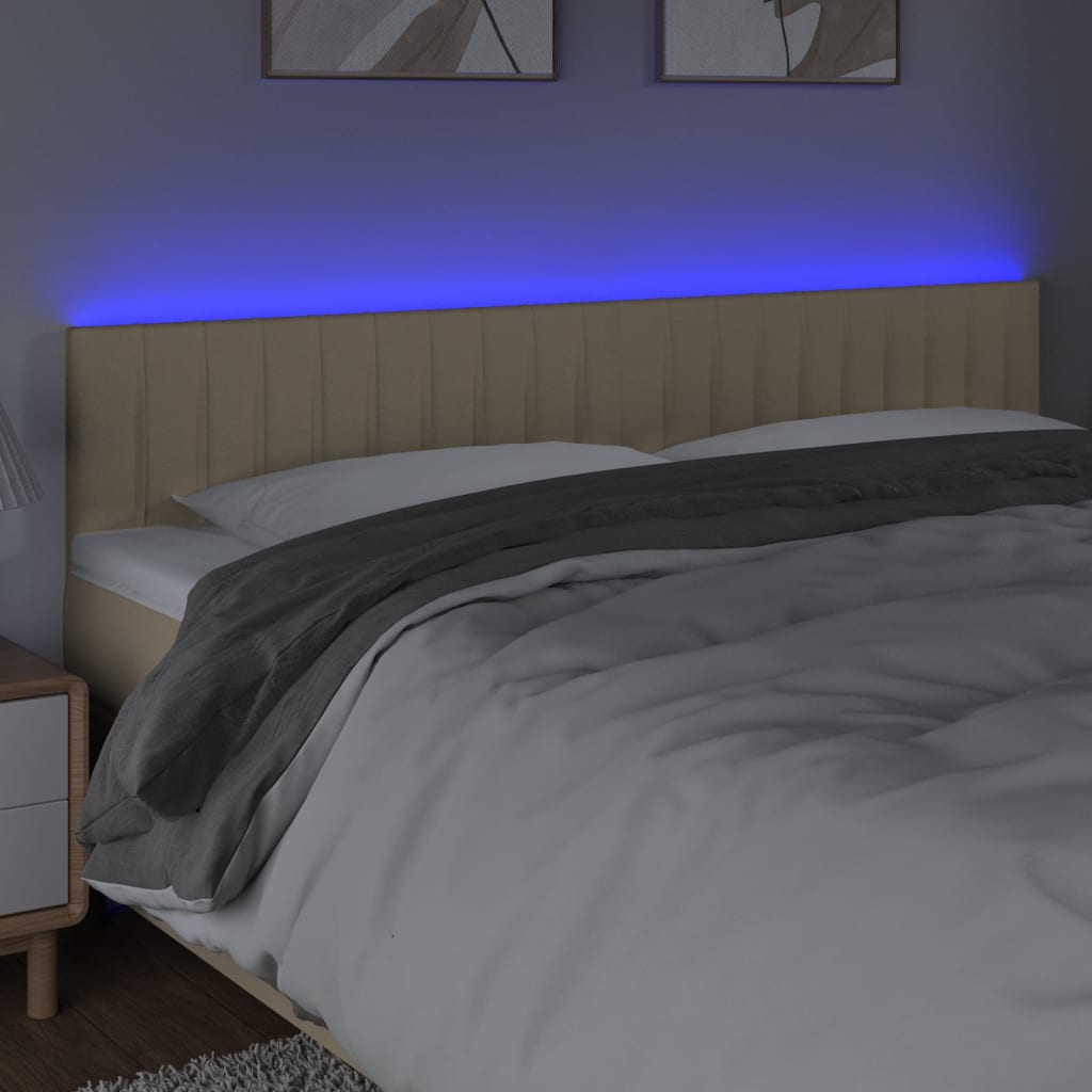 Hoofdbord LED 160x5x78/88 cm stof crèmekleurig is nu te koop bij PeponiXL, paradijselijk wonen!