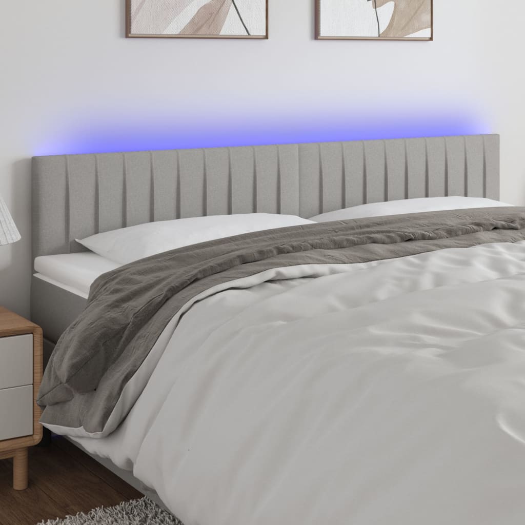 Hoofdbord LED 180x5x78/88 cm stof lichtgrijs is nu te koop bij PeponiXL, paradijselijk wonen!