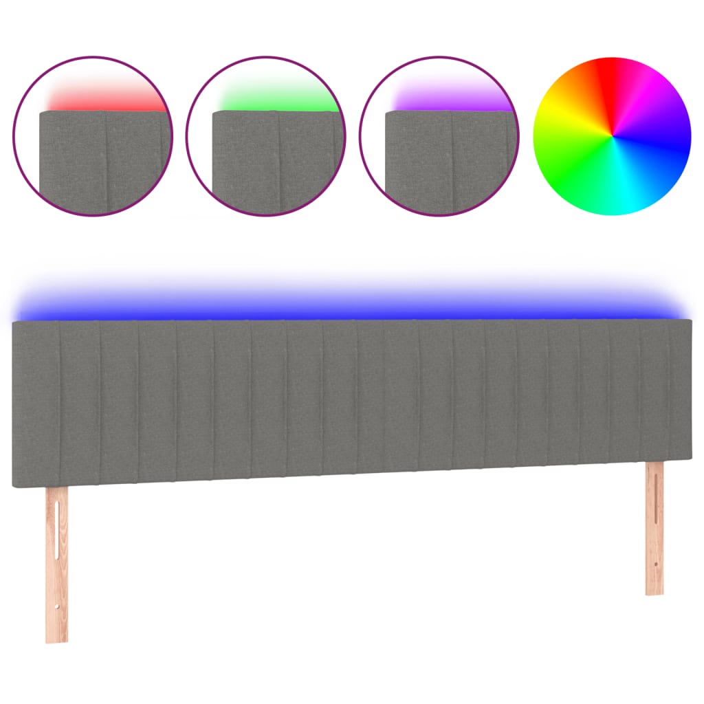 Hoofdbord LED 180x5x78/88 cm stof donkergrijs is nu te koop bij PeponiXL, paradijselijk wonen!