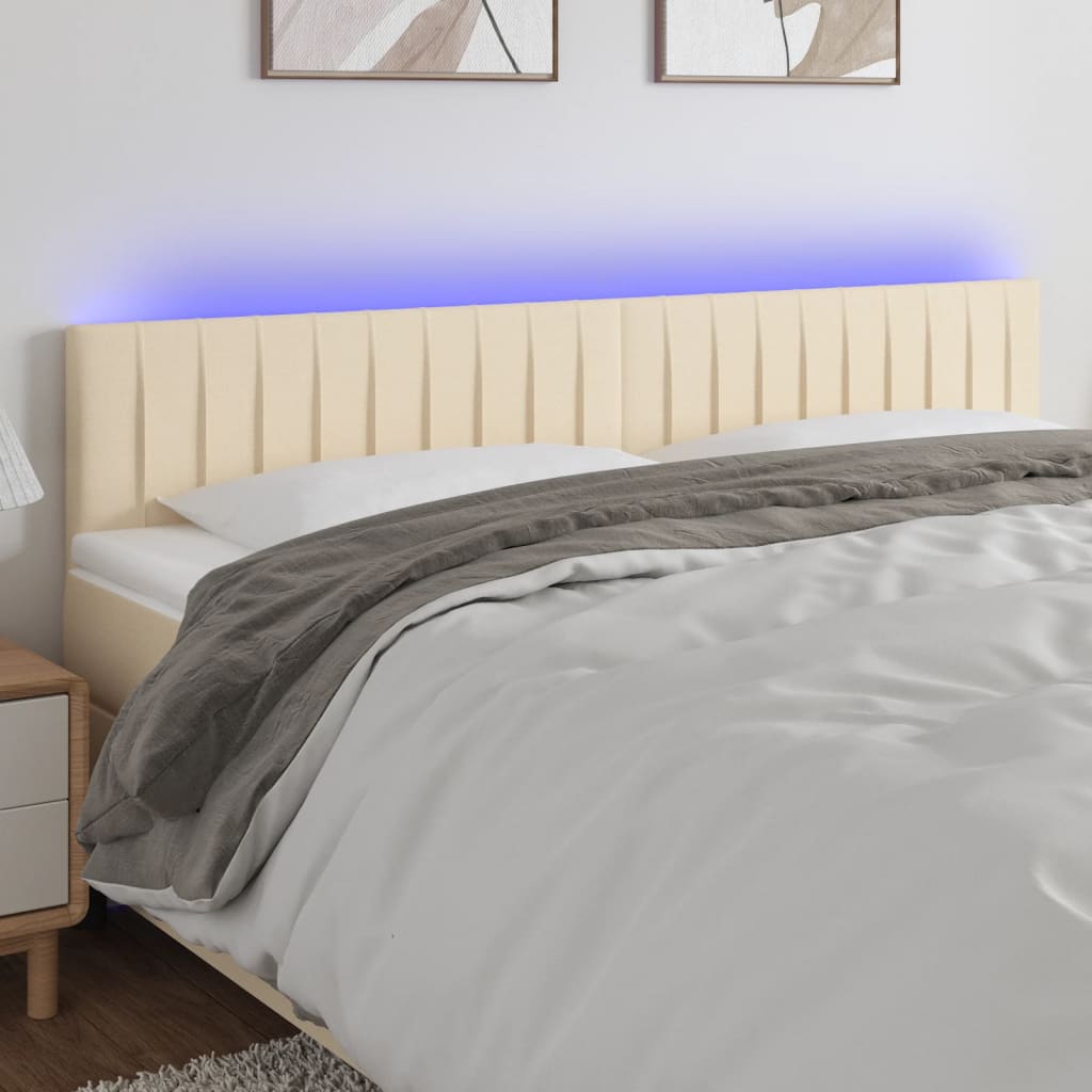 Hoofdbord LED 180x5x78/88 cm stof crèmekleurig is nu te koop bij PeponiXL, paradijselijk wonen!