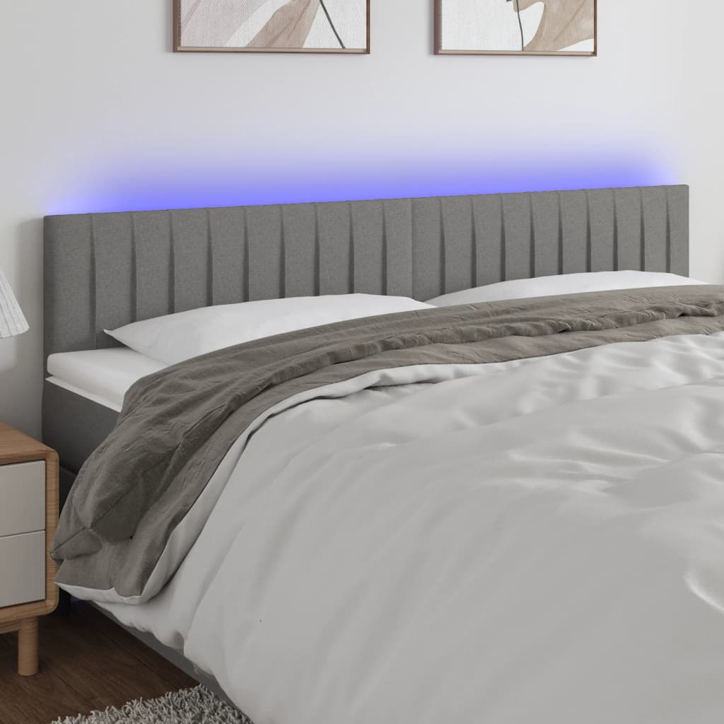 Hoofdbord LED 200x5x78/88 cm stof donkergrijs is nu te koop bij PeponiXL, paradijselijk wonen!