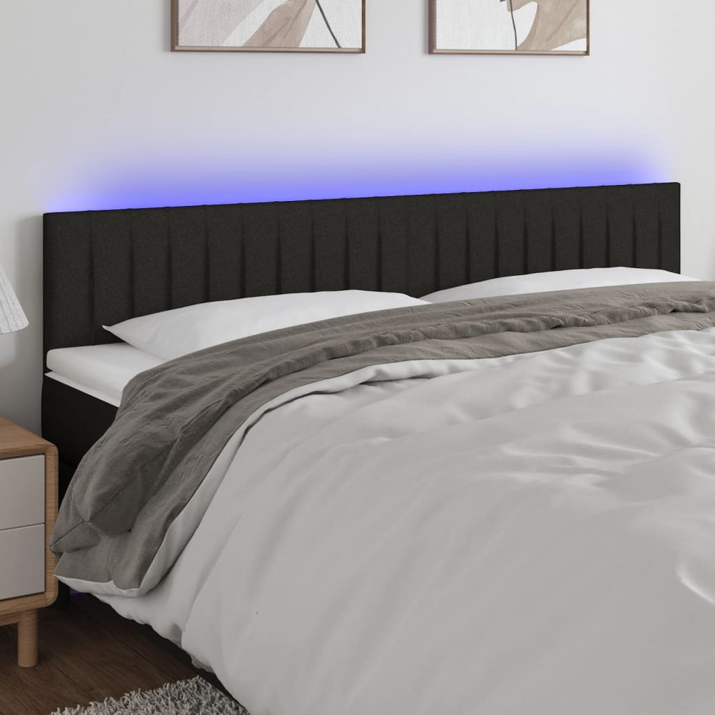 Hoofdbord LED 200x5x78/88 cm stof zwart is nu te koop bij PeponiXL, paradijselijk wonen!