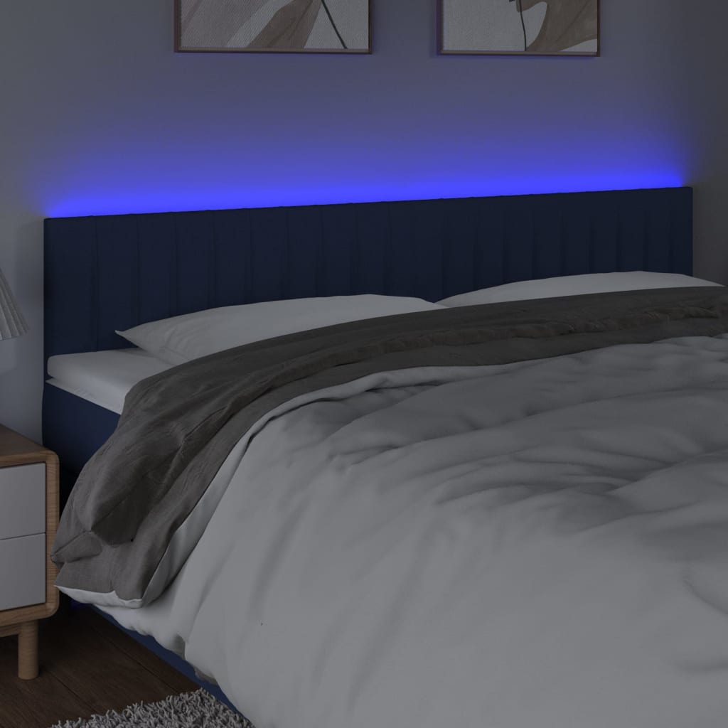 Hoofdbord LED 200x5x78/88 cm stof blauw is nu te koop bij PeponiXL, paradijselijk wonen!