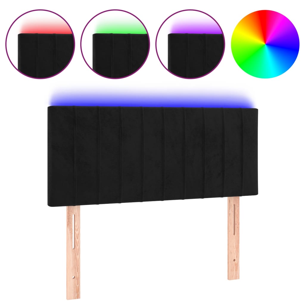 Hoofdbord LED 80x5x78/88 cm fluweel zwart is nu te koop bij PeponiXL, paradijselijk wonen!