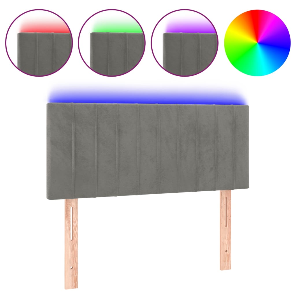 Hoofdbord LED 90x5x78/88 cm fluweel lichtgrijs is nu te koop bij PeponiXL, paradijselijk wonen!