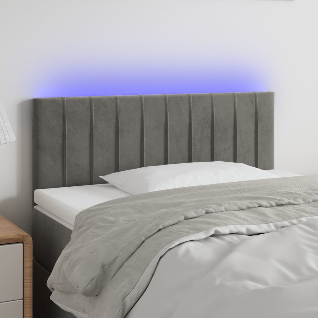Hoofdbord LED 90x5x78/88 cm fluweel lichtgrijs is nu te koop bij PeponiXL, paradijselijk wonen!