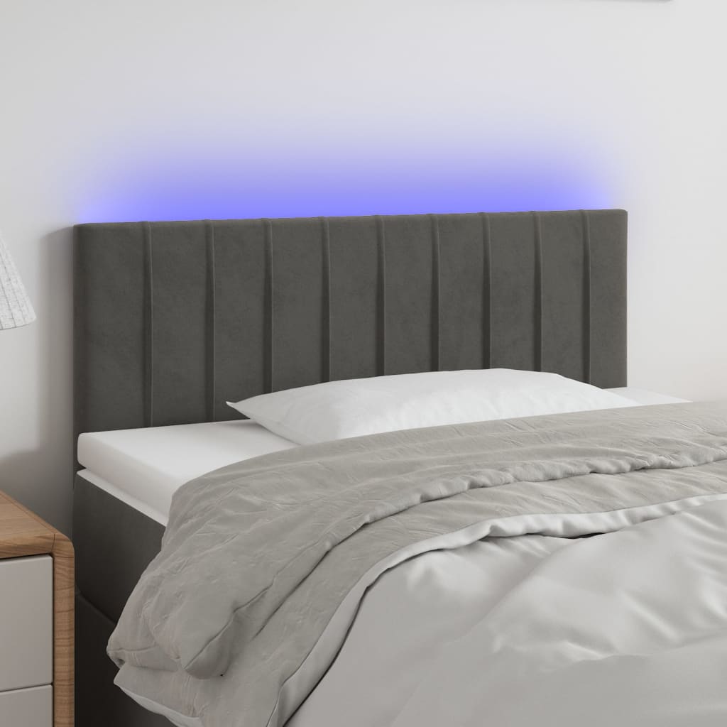Hoofdbord LED 90x5x78/88 cm fluweel donkergrijs is nu te koop bij PeponiXL, paradijselijk wonen!