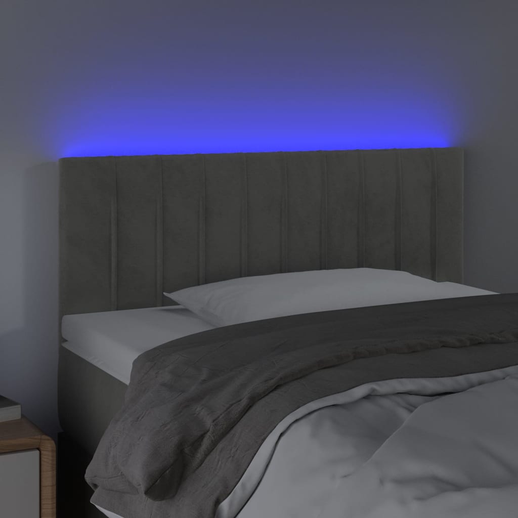 Hoofdbord LED 100x5x78/88 cm fluweel lichtgrijs is nu te koop bij PeponiXL, paradijselijk wonen!