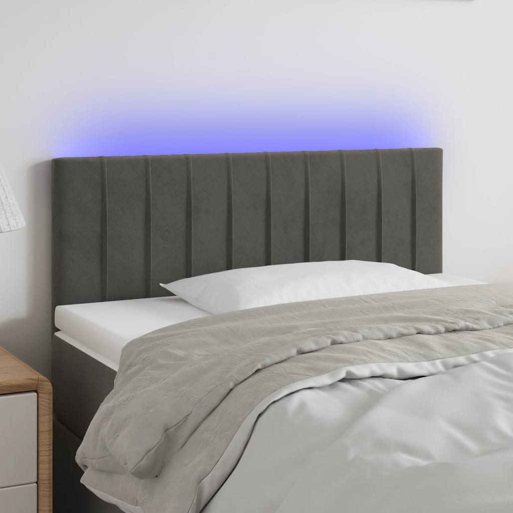 Hoofdbord LED 100x5x78/88 cm fluweel donkergrijs is nu te koop bij PeponiXL, paradijselijk wonen!