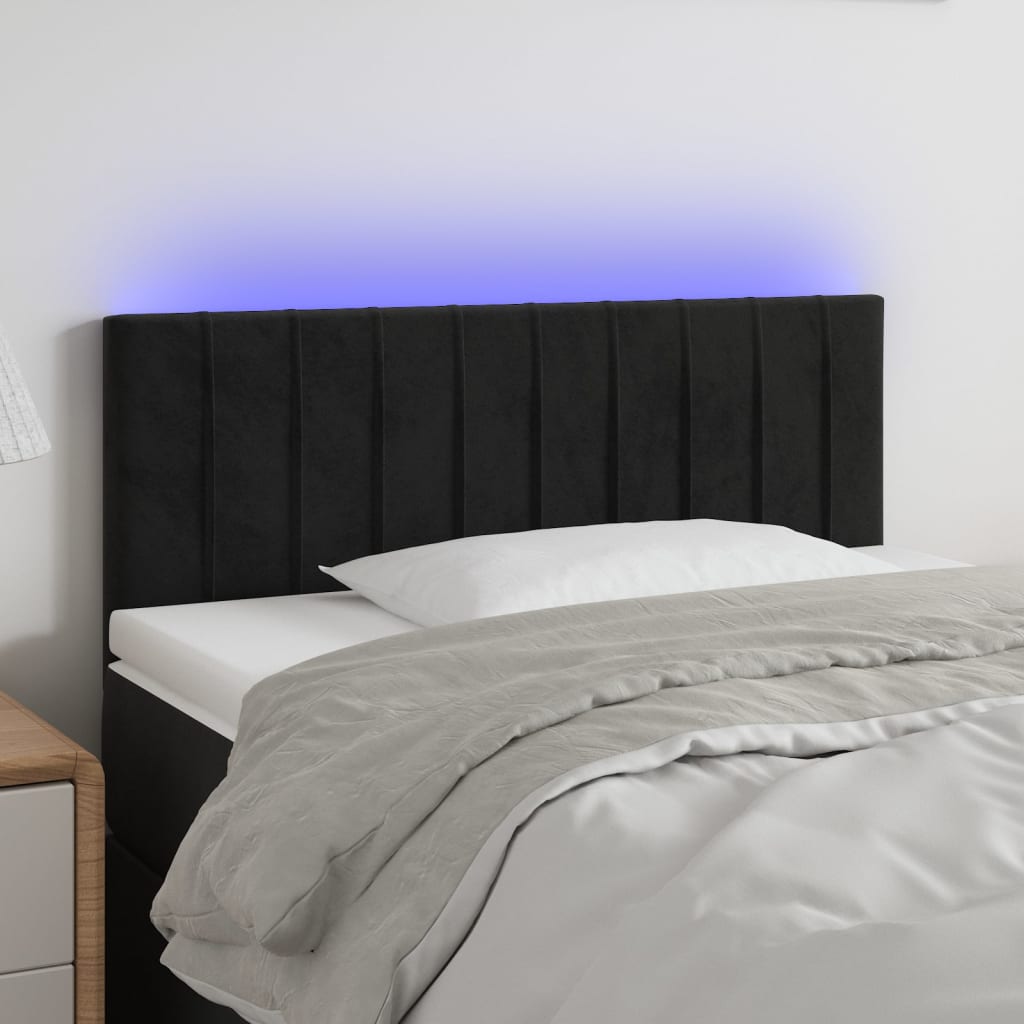 Hoofdbord LED 100x5x78/88 cm fluweel zwart is nu te koop bij PeponiXL, paradijselijk wonen!