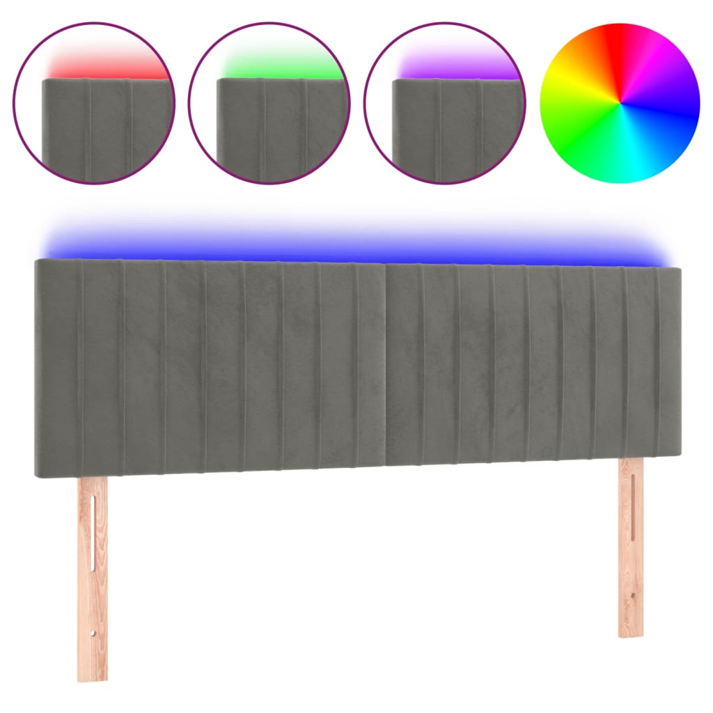 Hoofdbord LED 144x5x78/88 cm fluweel lichtgrijs is nu te koop bij PeponiXL, paradijselijk wonen!