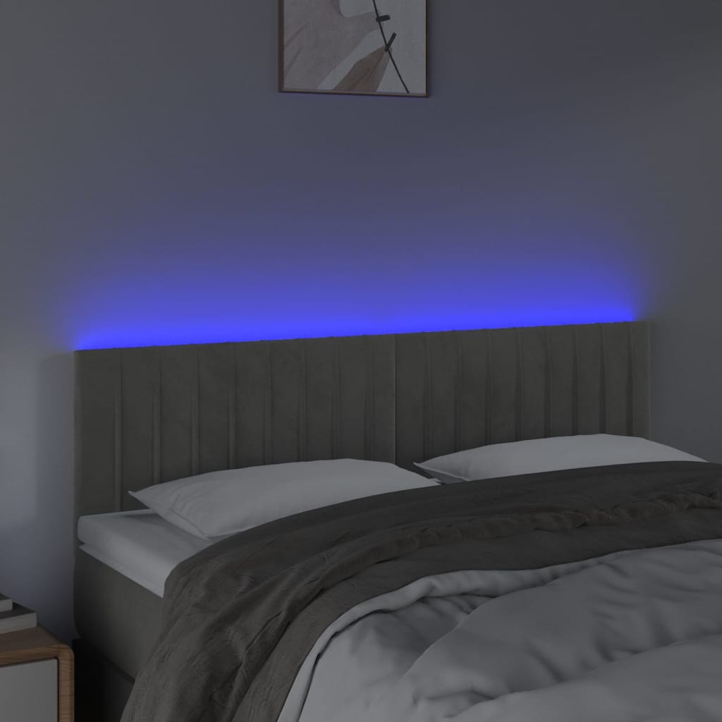 Hoofdbord LED 144x5x78/88 cm fluweel lichtgrijs is nu te koop bij PeponiXL, paradijselijk wonen!