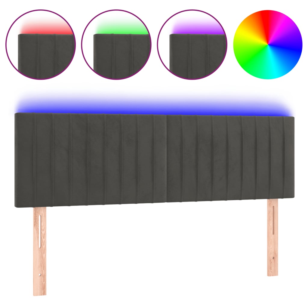 Hoofdbord LED 144x5x78/88 cm fluweel donkergrijs is nu te koop bij PeponiXL, paradijselijk wonen!