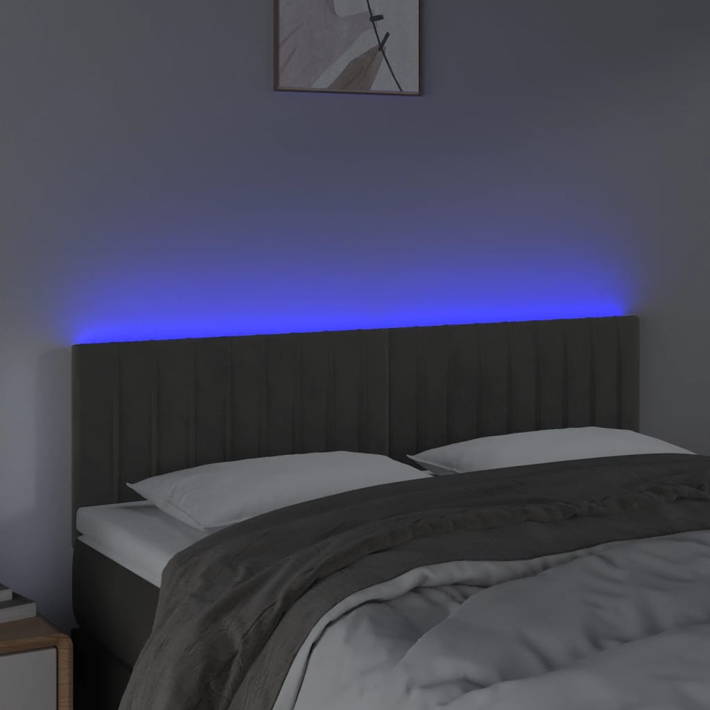 Hoofdbord LED 144x5x78/88 cm fluweel donkergrijs is nu te koop bij PeponiXL, paradijselijk wonen!