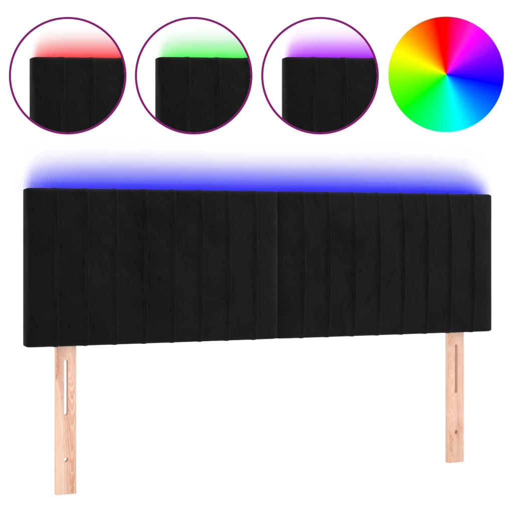 Hoofdbord LED 144x5x78/88 cm fluweel zwart is nu te koop bij PeponiXL, paradijselijk wonen!