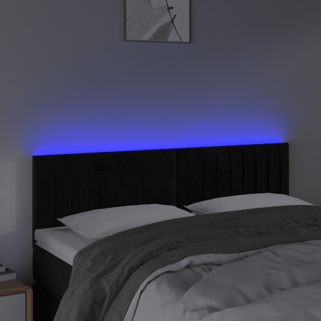 Hoofdbord LED 144x5x78/88 cm fluweel zwart is nu te koop bij PeponiXL, paradijselijk wonen!