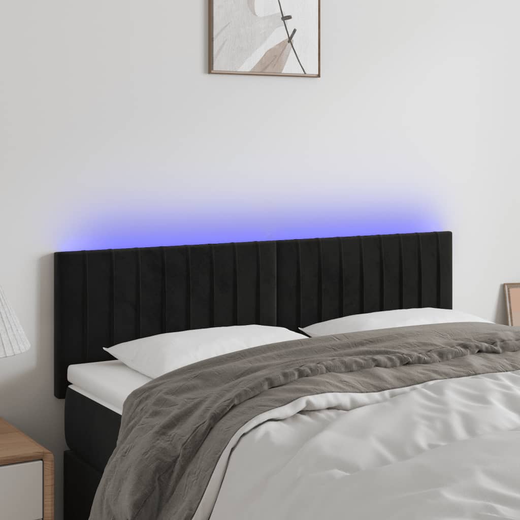 Hoofdbord LED 144x5x78/88 cm fluweel zwart is nu te koop bij PeponiXL, paradijselijk wonen!