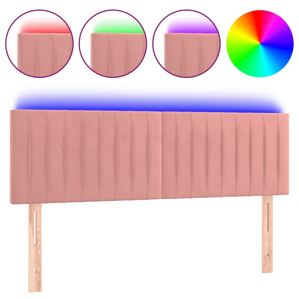 Hoofdbord LED 144x5x78/88 cm fluweel roze is nu te koop bij PeponiXL, paradijselijk wonen!