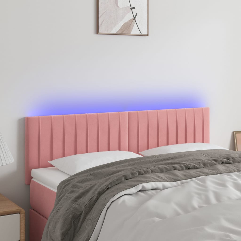 Hoofdbord LED 144x5x78/88 cm fluweel roze is nu te koop bij PeponiXL, paradijselijk wonen!