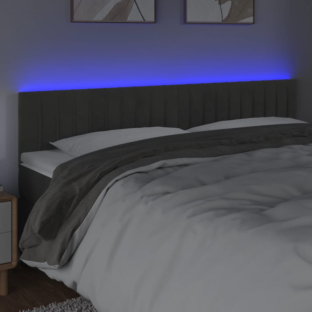 Hoofdbord LED 160x5x78/88 cm fluweel donkergrijs is nu te koop bij PeponiXL, paradijselijk wonen!