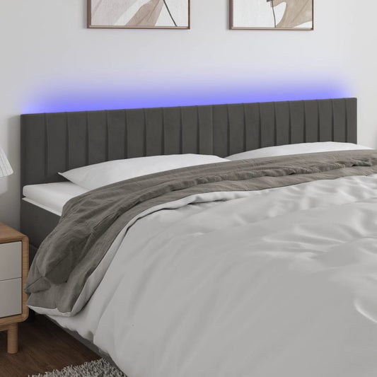 Hoofdbord LED 160x5x78/88 cm fluweel donkergrijs is nu te koop bij PeponiXL, paradijselijk wonen!