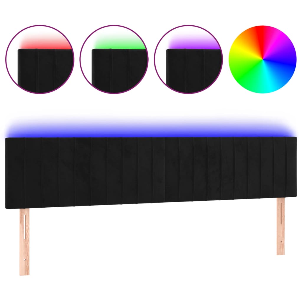 Hoofdbord LED 160x5x78/88 cm fluweel zwart is nu te koop bij PeponiXL, paradijselijk wonen!