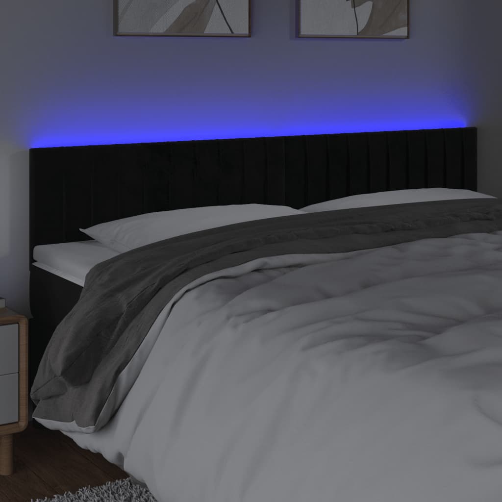 Hoofdbord LED 160x5x78/88 cm fluweel zwart is nu te koop bij PeponiXL, paradijselijk wonen!