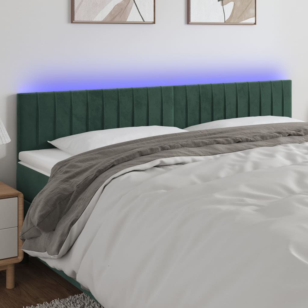 Hoofdbord LED 160x5x78/88 cm fluweel donkergroen is nu te koop bij PeponiXL, paradijselijk wonen!
