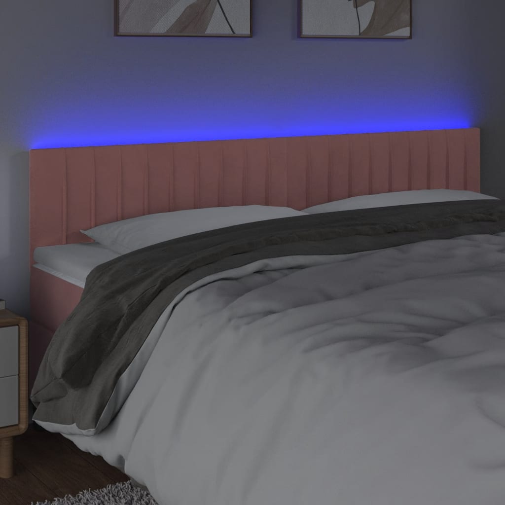 Hoofdbord LED 160x5x78/88 cm fluweel roze is nu te koop bij PeponiXL, paradijselijk wonen!