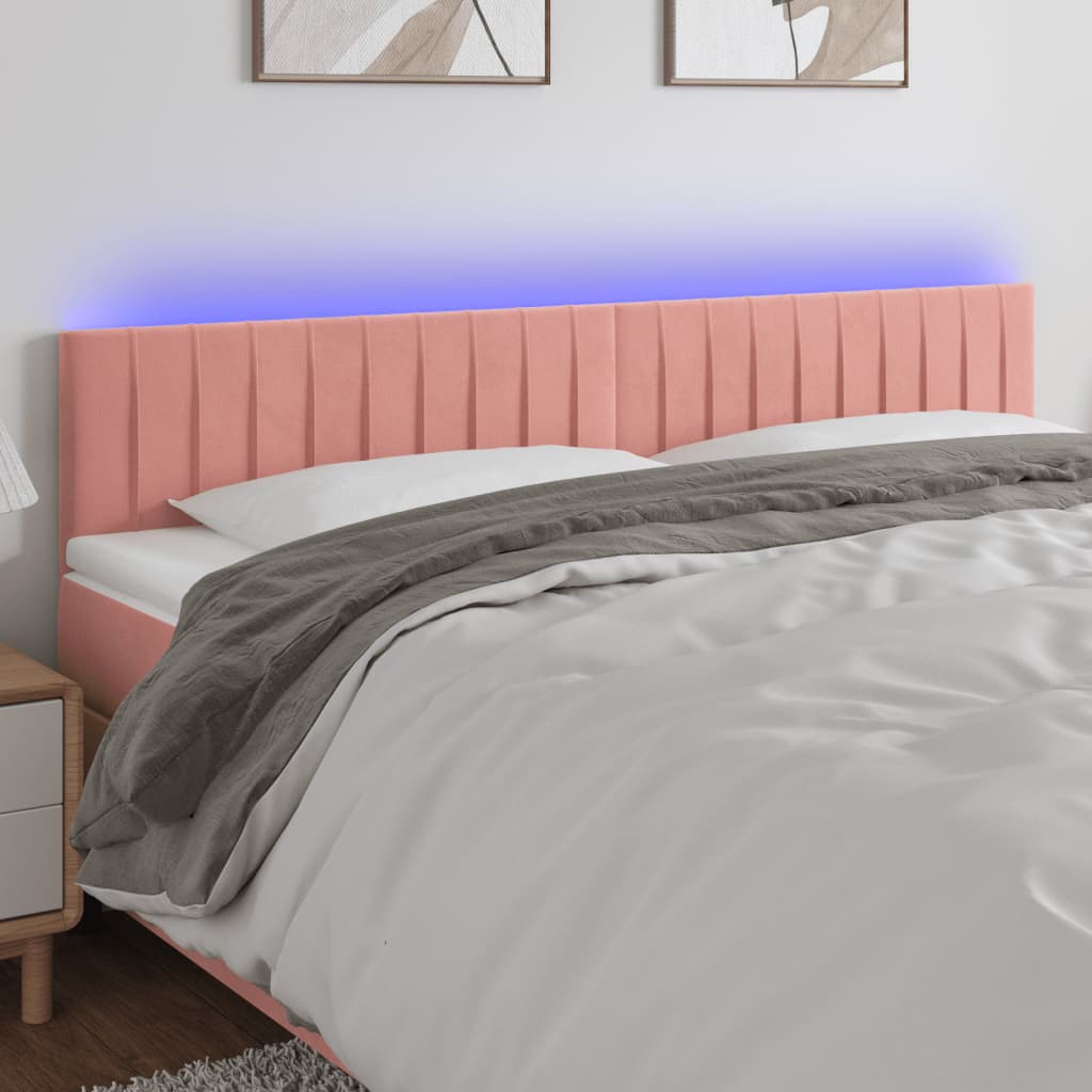 Hoofdbord LED 160x5x78/88 cm fluweel roze is nu te koop bij PeponiXL, paradijselijk wonen!