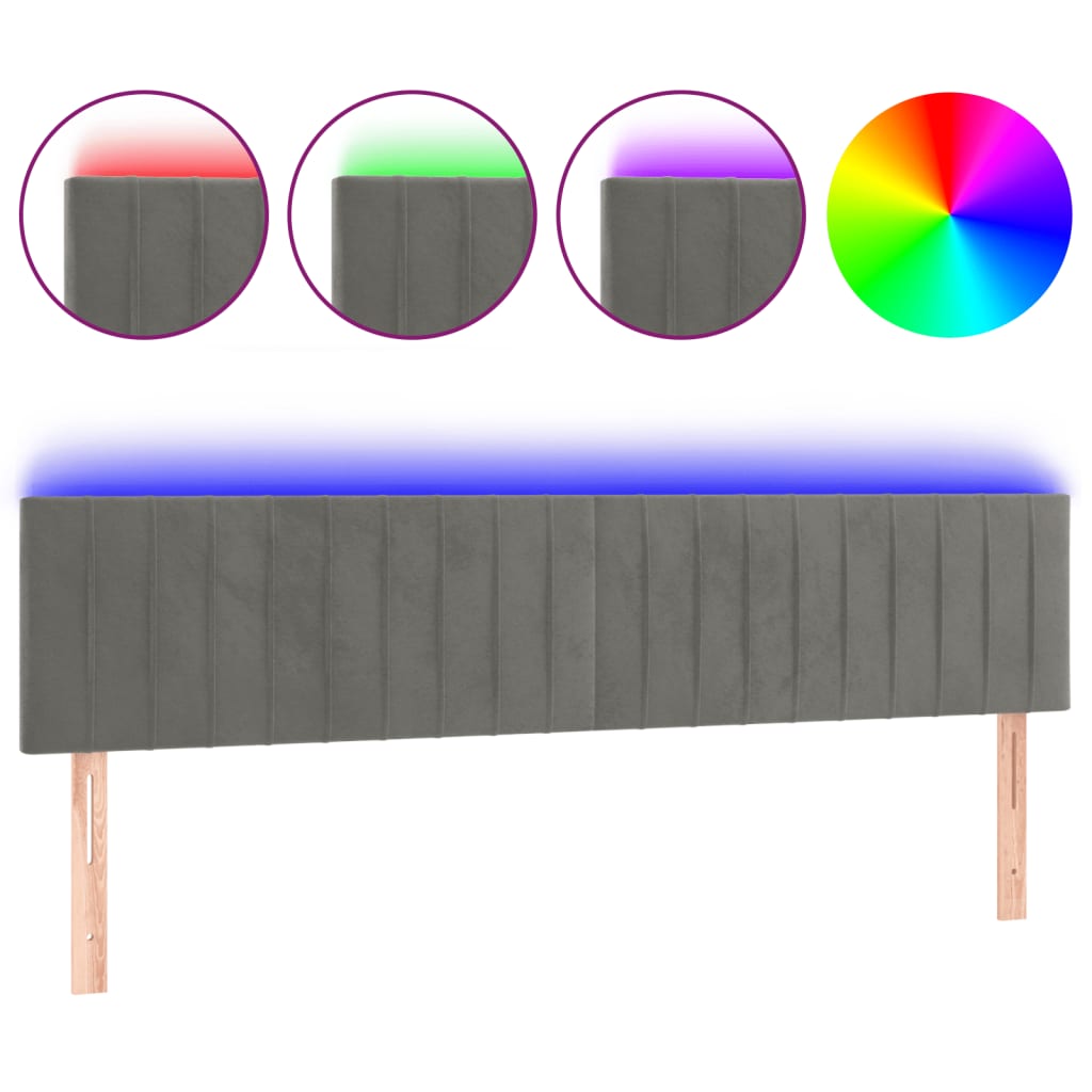 Hoofdbord LED 180x5x78/88 cm fluweel lichtgrijs is nu te koop bij PeponiXL, paradijselijk wonen!